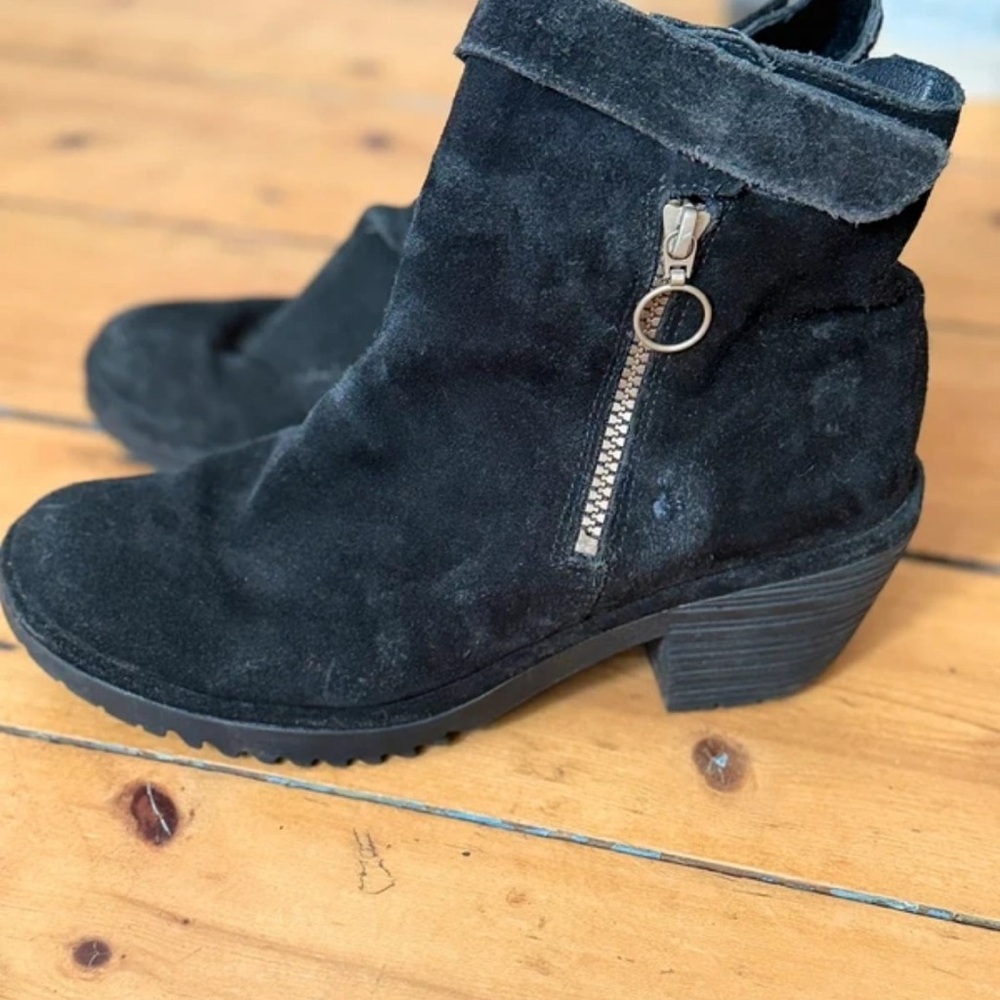 Fly London Charcoal Suede Ankle Booties